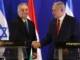 O primeiro-ministro húngaro, Viktor Orbán (à esquerda), e o primeiro-ministro israelense, Benjamin Netanyahu, se reúnem em Jerusalém em 19 de fevereiro de 2019. [Arquivo: Ariel Schalit/AFP]Fonte: Al Jazeera