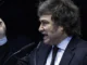 Presidente argentino Javier Milei discursando no Fórum Econômico de Madri, 8 de junho de 2025
