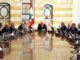 Reunião do Conselho de Ministros do Líbano no Palácio Baabda, com o presidente Joseph Aoun e ministros discutindo ataques israelenses no sul do país e medidas das Forças Armadas Libanesas.