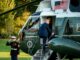Presidente Donald Trump embarcando em helicóptero oficial a caminho da Assembleia Geral da ONU
