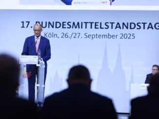 Friedrich Merz discursando em evento oficial da União Europeia sobre mercados de capitais em 26 de setembro de 2025.