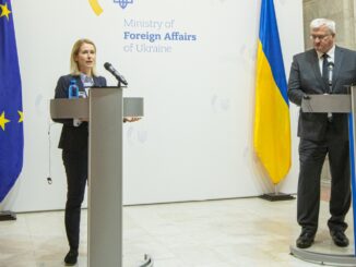 Kaja Kallas em Kiev durante visita oficial da União Europeia à Ucrânia, 13 de outubro de 2025
