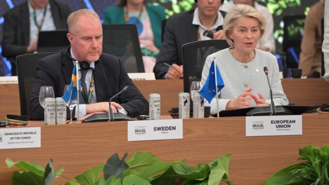 Líderes da União Europeia participam de reunião na COP30, no Brasil, sobre a criação da Coalizão Aberta para o Mercado de Carbono em Conformidade.